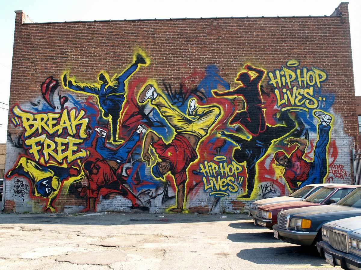 街舞主题涂鸦墙 - 南宫体育 街头艺术